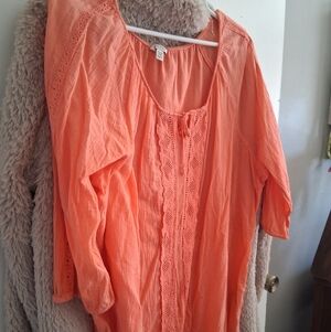 Sonoma Women's Coral Lace Accent Blouse